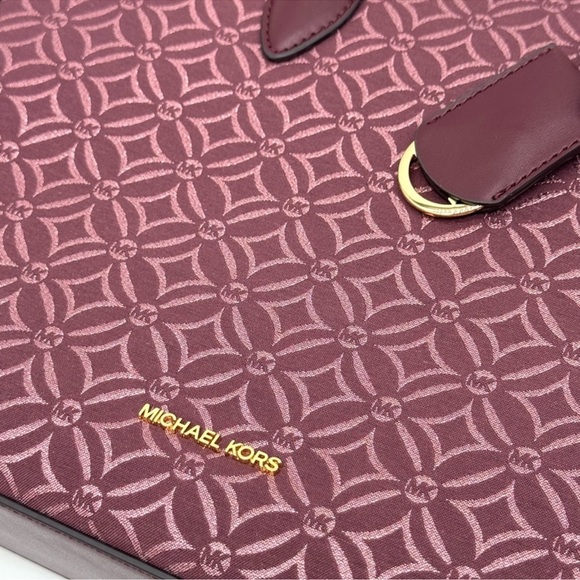 Michael Kors Medium Mirella Tote Bag Ox Blood Multi - Picture 11 of 12